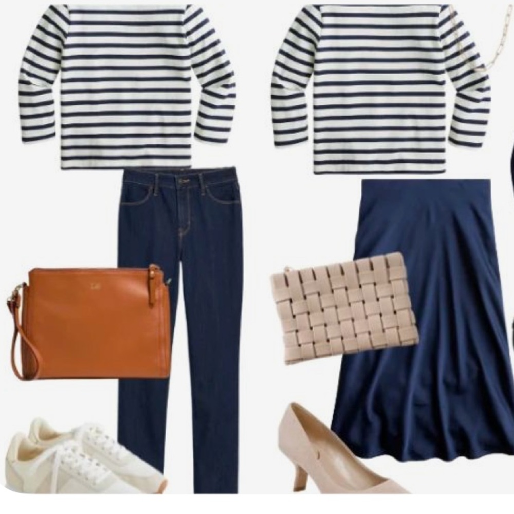 J. Crew Navy and White Striped Long Sleeve Top